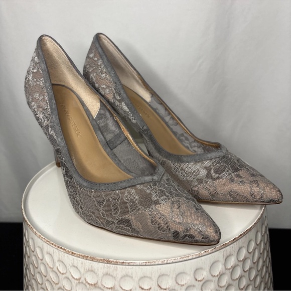 Banana Republic Gray Lace Madison Heels Stilettos Holiday Dress Shoes Size 6 - Picture 16 of 16